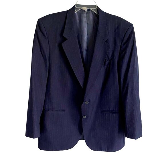 Blue Pin Striped 2 Button Blazer Sports Jacket Size Men's 46R - Picture 1 of 4